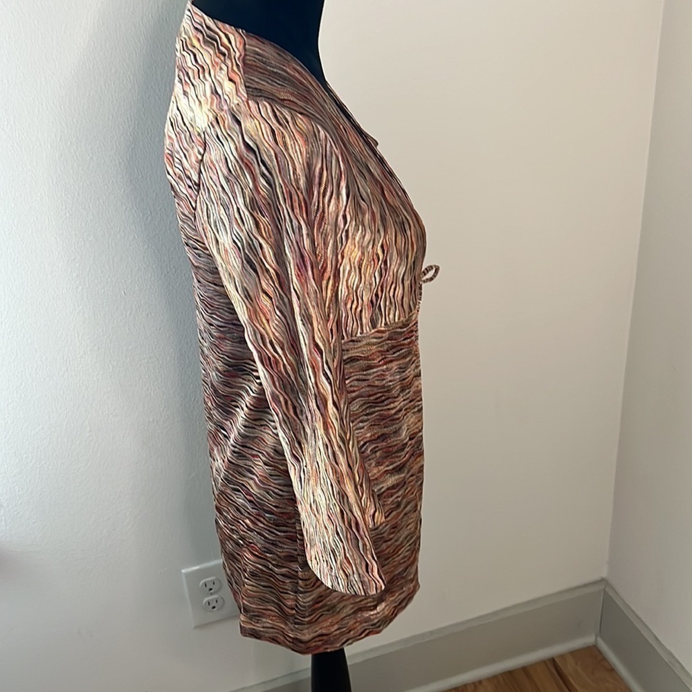 Chico’s marled retro look cover up light top bell sleeves tie front Sz S - Picture 5 of 8